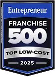 Entrepeneur Franchise 500 Top Low-Cost 2025 badge